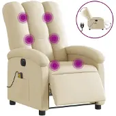 vidaXL Massagesessel Elektrisch Creme Stoff