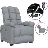 vidaXL Massagesessel Elektrisch Hellgrau Stoff