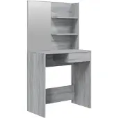 vidaXL Schminktisch mit Spiegel Grau Sonoma 74,5x40x141 cm