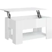 vidaXL Couchtisch Hochglanz-Weiß 79x49x41 cm Holzwerkstoff