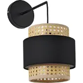 Lux.pro Wandleuchte ’Southampton’ in Rattanoptik E14 Beige / Schwarz