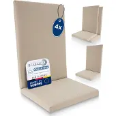 Beautissu 4er Set Hochlehner Auflage wasserdicht 100x50x5,5cm Beige