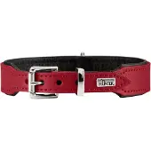 Hunter - Halsband Basic - Hundehalsband Gr Halsumfang 51-58 cm rot/schwarz