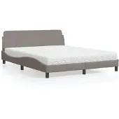 vidaXL Bett mit Matratze "Dover" Taupe 160x200 cm Stoff