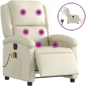 vidaXL Massagesessel Elektrisch Creme Kunstleder