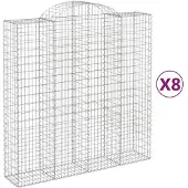 vidaXL Gabionen mit Hochbogen 8 Stk. 200x50x200/220cm Verzinktes Eisen