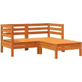 vidaXL Gartensofa 2-Sitzer mit Hocker Wachsbraun Massivholz Kiefer