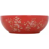 vidaXL Aufsatzwaschbecken Weiß und Rot Rund Ø41x14 cm Keramik