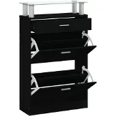 vidaXL Schuhschrank Schwarz 63x24x104 cm Holzwerkstoff