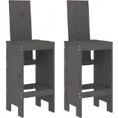 vidaXL Barhocker 2 Stk. Grau 40x42x120 cm Massivholz Kiefer