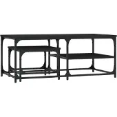 vidaXL Satztische 2 Stk. Schwarz Holzwerkstoff