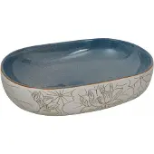vidaXL Aufsatzwaschbecken Sandfarben Blau Oval 59x40x14 cm Keramik