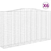 vidaXL Gabionen mit Hochbogen 6 Stk. 400x50x220/240cm Verzinktes Eisen