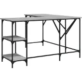 vidaXL Schreibtisch Grau Sonoma 139x139x75 cm Holzwerkstoff