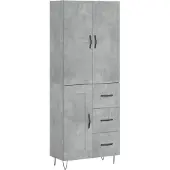 vidaXL Highboard Betongrau 69,5x34x180 cm Holzwerkstoff