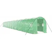 vidaXL Gewächshaus mit Stahlrahmen Grün 44 m² 22x2x2 m