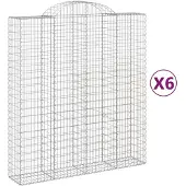 vidaXL Gabionen mit Hochbogen 6 Stk. 200x50x220/240cm Verzinktes Eisen