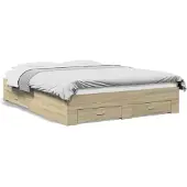 vidaXL Bettgestell mit Schubladen Sonoma-Eiche 160x200cm Holzwerkstoff