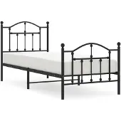 vidaXL Bettgestell mit Kopf- und Fußteil Metall Schwarz 80x200 cm
