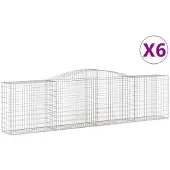 vidaXL Gabionen mit Hochbogen 6 Stk. 400x50x100/120cm Verzinktes Eisen