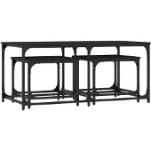 vidaXL Satztische 3 Stk. Schwarz Holzwerkstoff