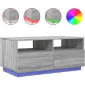 vidaXL Couchtisch mit LED-Leuchten Grau-Sonoma 90x49x40 cm