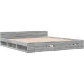 vidaXL Bettgestell mit Schubladen Grau Sonoma 180x200cm Holzwerkstoff
