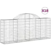 vidaXL Gabionen mit Hochbogen 18 Stk. 200x30x80/100cm Verzinktes Eisen