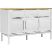 vidaXL Sideboard FLORO Weiß 114x43x74 cm Massivholz Kiefer