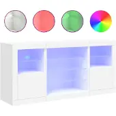 vidaXL Sideboard mit LED-Leuchten Weiß 142,5x37x67 cm