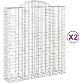 vidaXL Gabionen mit Hochbogen 2 Stk. 200x50x220/240cm Verzinktes Eisen