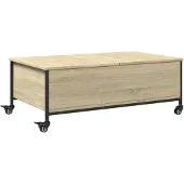 vidaXL Couchtisch mit Rollen Sonoma-Eiche 91x55x34 cm Holzwerkstoff