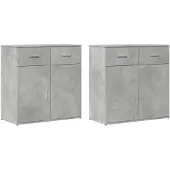 vidaXL Sideboards 2 Stk. Betongrau 79x38x80 cm Holzwerkstoff