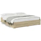 vidaXL Bettgestell mit Schubladen Sonoma-Eiche 200x200cm Holzwerkstoff
