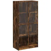 vidaXL Highboard mit Türen Räuchereiche 68x37x142 cm Holzwerkstoff
