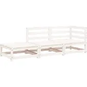 vidaXL Gartensofa mit Hocker 2-Sitzer Weiß Massivholz Kiefer