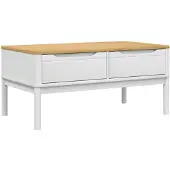 vidaXL Couchtisch FLORO Weiß 99x55,5x45 cm Massivholz Kiefer