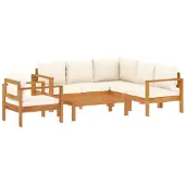vidaXL 5-tlg. Garten-Sofagarnitur mit Kissen Massivholz Akazie