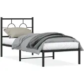 vidaXL Bettgestell mit Kopfteil Metall Schwarz 80x200 cm