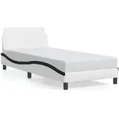 vidaXL Bettgestell "Dover" Weiß und Schwarz 90x190 cm Kunstleder