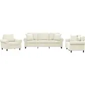 vidaXL 3-tlg. Sofagarnitur mit Kissen Creme Samt