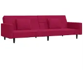 vidaXL Schlafsofa 2-Sitzer mit 2 Kissen Weinrot Samt