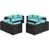 vidaXL 8-tlg. Garten-Lounge-Set mit Kissen Poly Rattan Schwarz