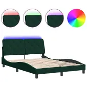 vidaXL Bettgestell mit LED ohne Matratze Dunkelgrün 140x190 cm Samt