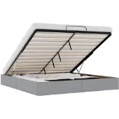 vidaXL Ottoman-Bett ohne Matratze Hellgrau 200x200 cm Stoff