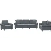 vidaXL 3-tlg. Sofagarnitur mit Kissen Dunkelgrau Samt
