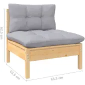 vidaXL 13-tlg. Garten-Lounge-Set mit Grauen Kissen Kiefer Massivholz