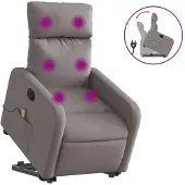 vidaXL Massagesessel mit Aufstehhilfe Taupe Stoff
