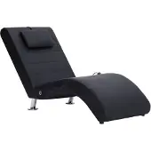 vidaXL Massage-Chaiselongue mit Kissen Schwarz Kunstleder