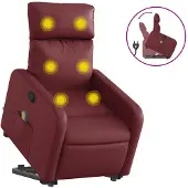 vidaXL Massagesessel mit Aufstehhilfe Weinrot Kunstleder